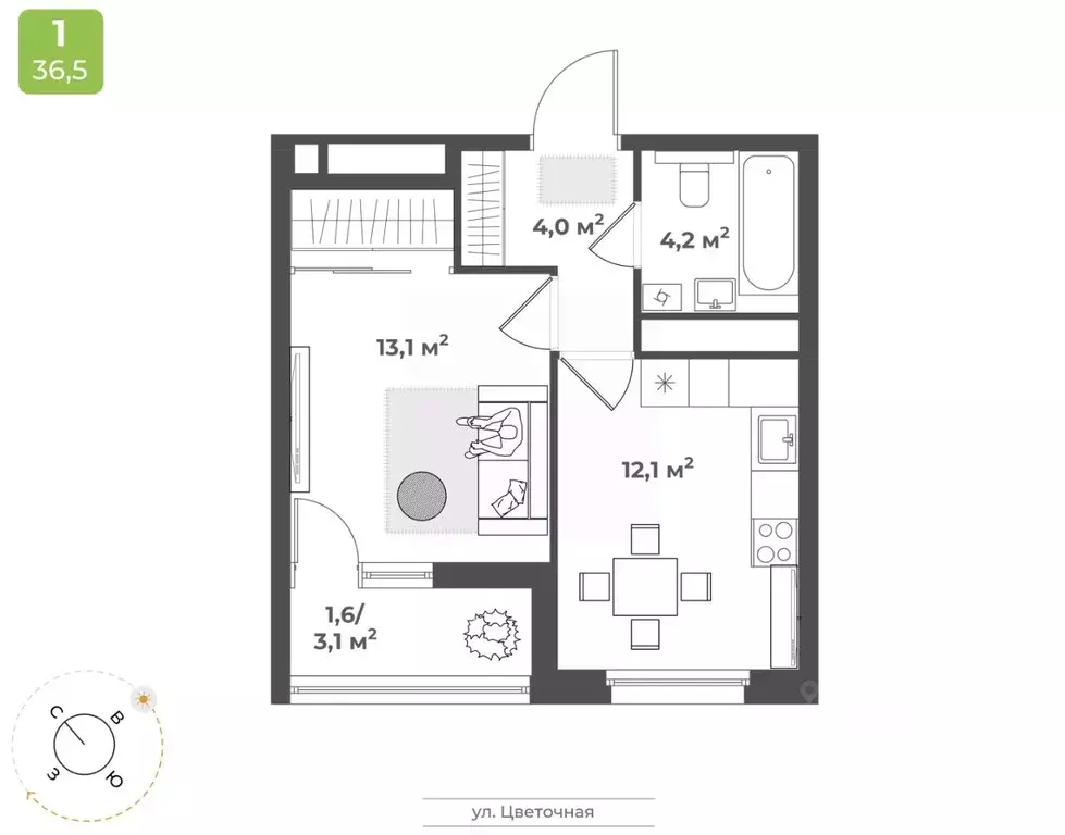 1-к кв. Тверская область, Тверь Соминка мкр,  (35.0 м) - Фото 0