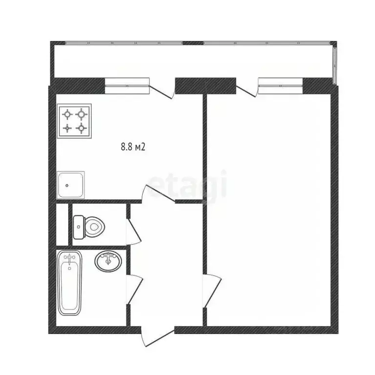 1-к кв. Белгородская область, Белгород ул. Есенина, 50в (34.0 м) - Фото 1