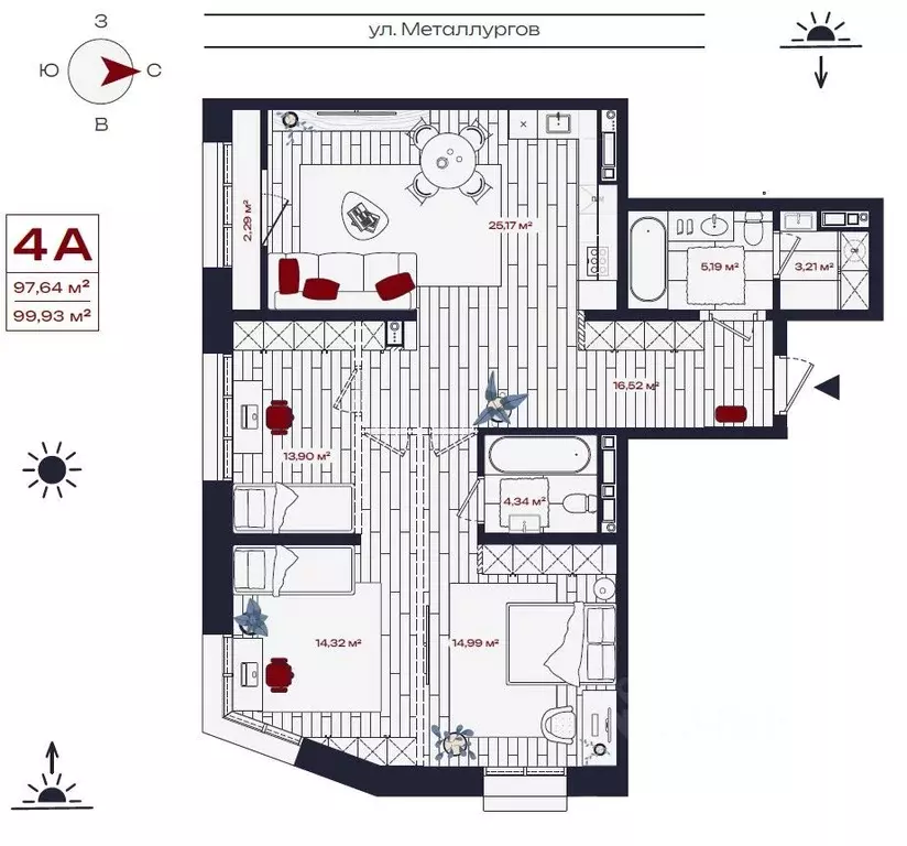 4-к кв. Иркутская область, Братск ул. Металлургов, 10 (99.93 м) - Фото 0