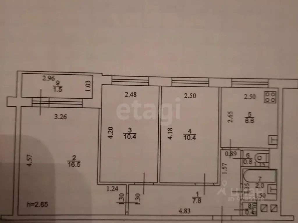 3-к кв. Татарстан, Казань ул. Кулахметова, 3 (54.9 м) - Фото 2