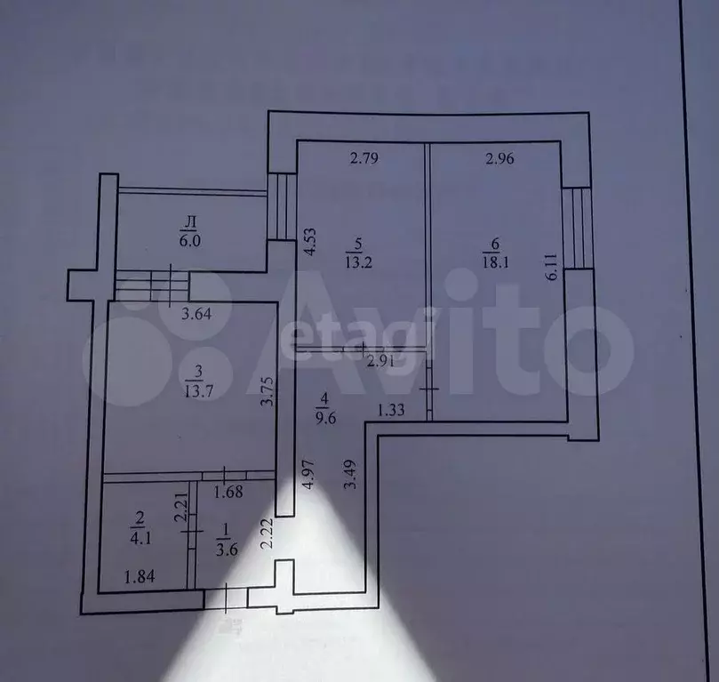 2-к. квартира, 62,5 м, 6/6 эт. - Фото 0