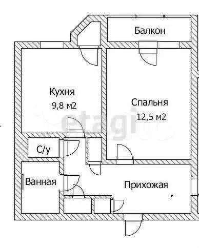 1-к. квартира, 39,3 м, 6/12 эт. - Фото 0