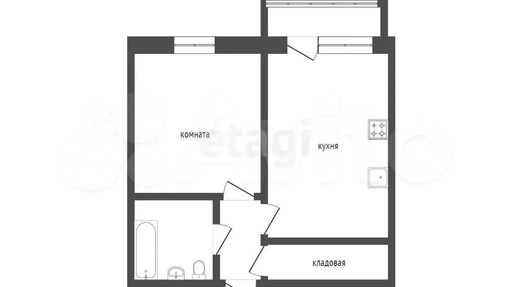 1-к. квартира, 28,6 м, 5/9 эт. - Фото 0
