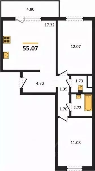 2-к кв. Челябинская область, Челябинский городской округ, пос. ... - Фото 1