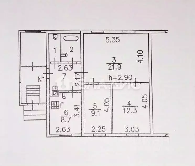 3-к кв. Владимирская область, Вязники Мельничная ул., 3 (63.9 м) - Фото 1