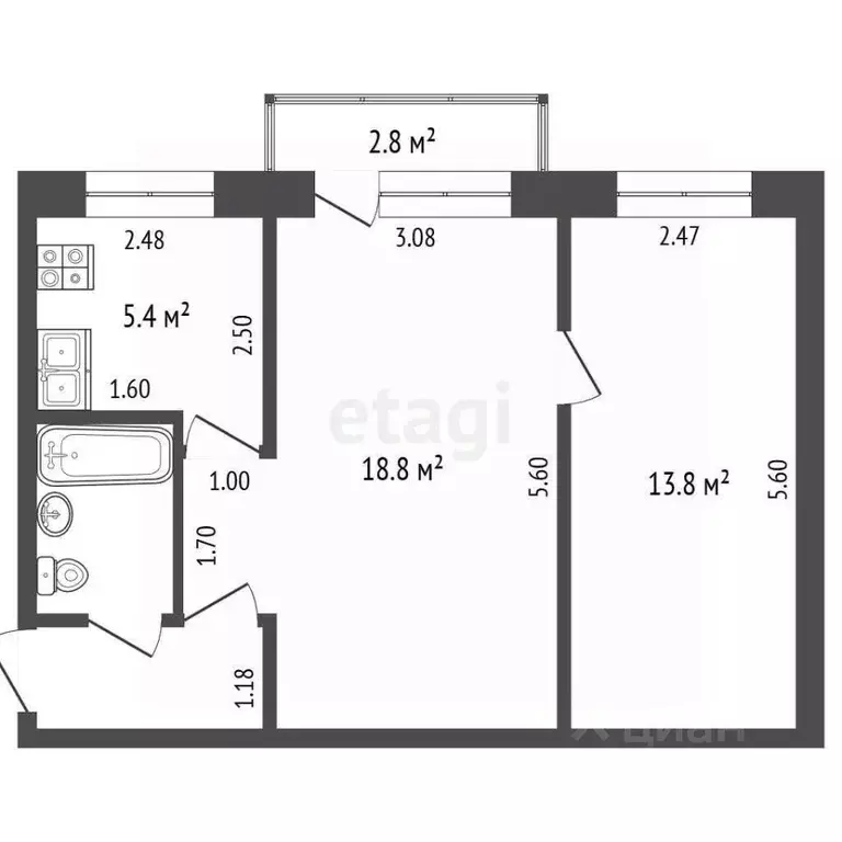2-к кв. Нижегородская область, Выкса Гоголя мкр, 14 (43.7 м) - Фото 2