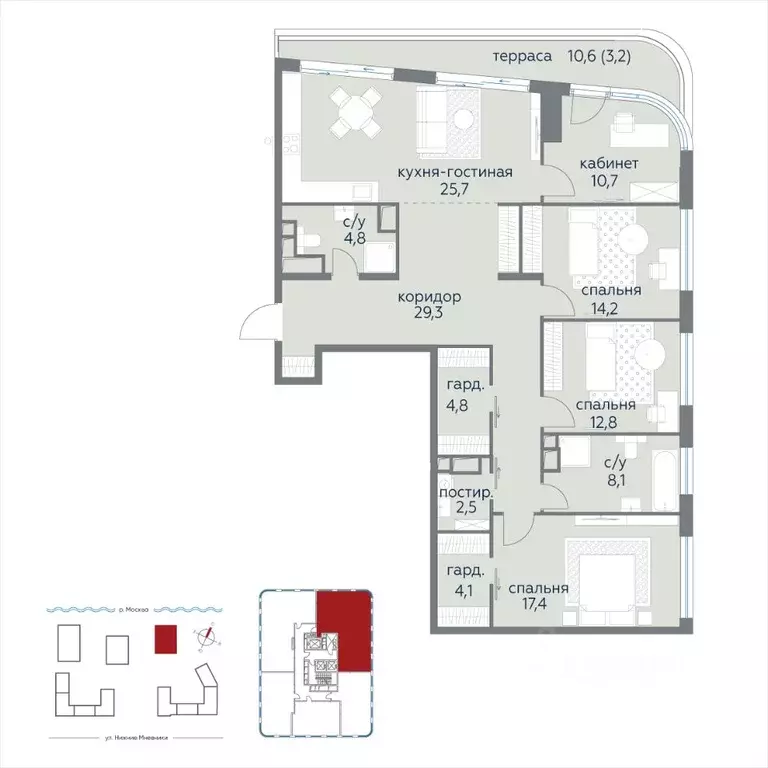 3-к кв. Москва ул. Нижние Мневники, 9 (137.0 м) - Фото 0