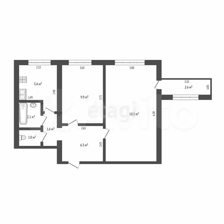 2-к. квартира, 48 м, 9/9 эт. - Фото 0