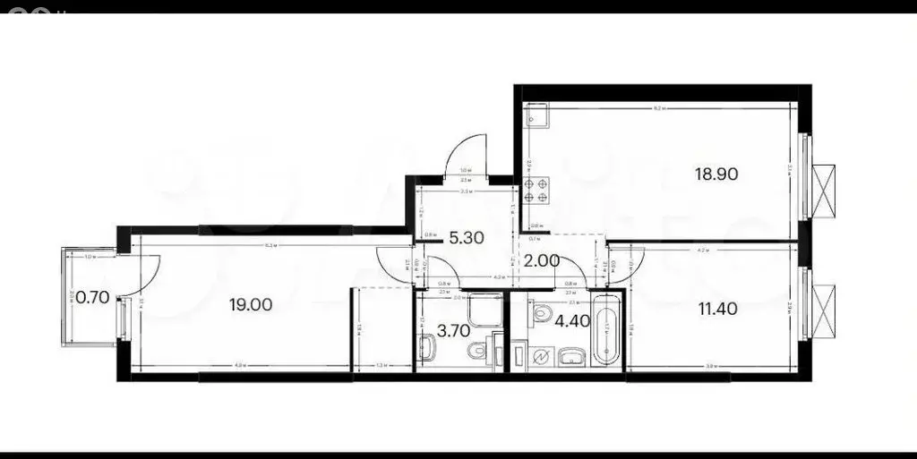 2-комнатная квартира: Казань, улица Анаса Тазетдинова, 7к5 (65.4 м) - Фото 1