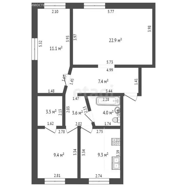3-комнатная квартира: Стерлитамак, улица Нагуманова, 31 (71.2 м) - Фото 1