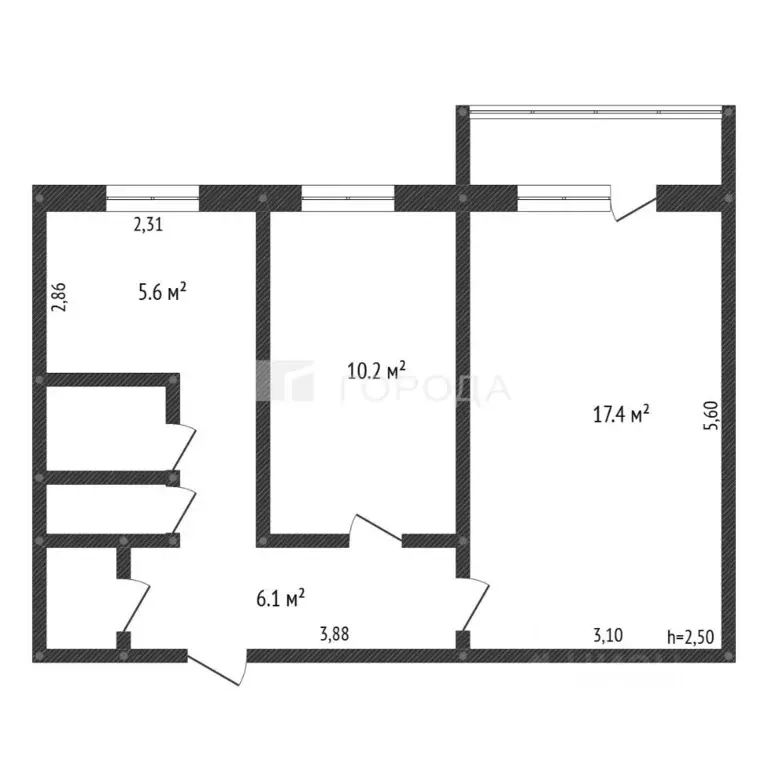 2-к кв. Алтайский край, Барнаул ул. 50 лет СССР, 35 (43.5 м) - Фото 2