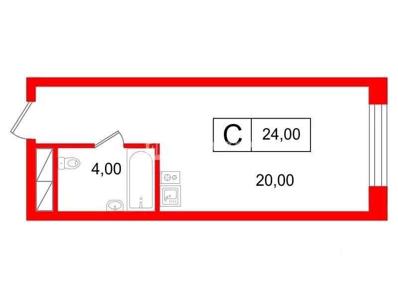 Студия Санкт-Петербург просп. Энергетиков, 8к2 (24.0 м) - Фото 1