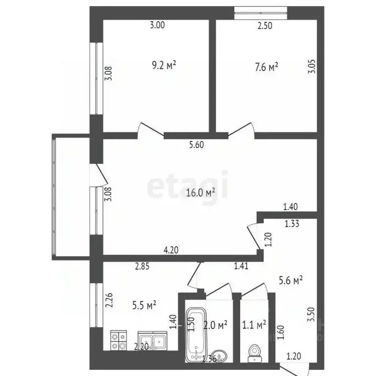 3-к кв. Оренбургская область, Оренбург Волгоградская ул., 10 (47.0 м) - Фото 1