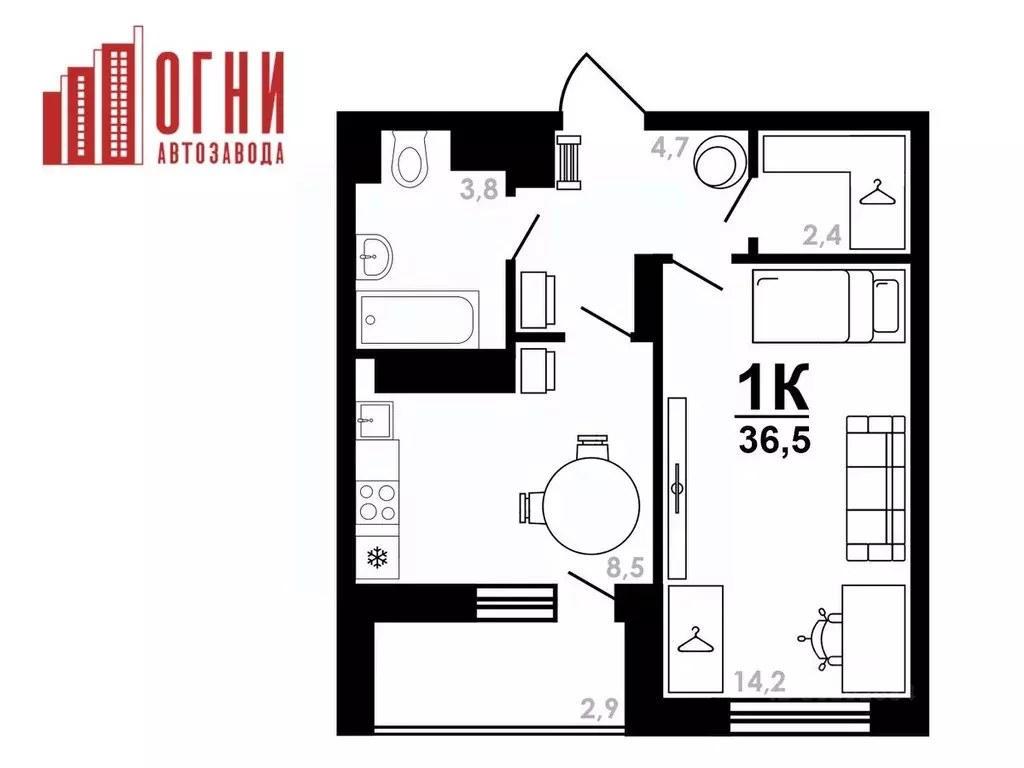 1-к кв. Нижегородская область, Нижний Новгород Коломенская ул., 8к4 ... - Фото 1