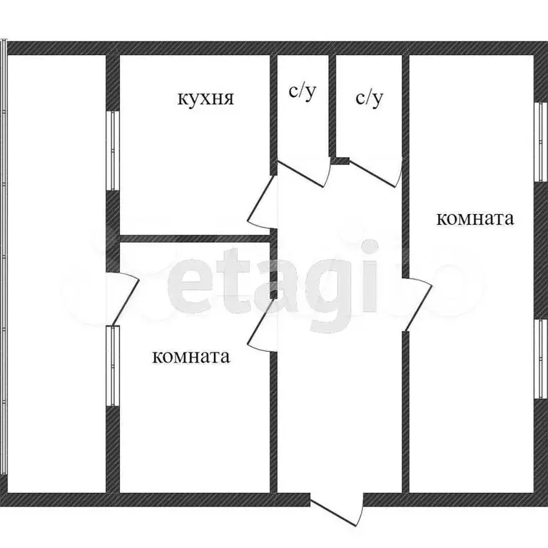 2-к. квартира, 45,5 м, 1/5 эт. - Фото 0