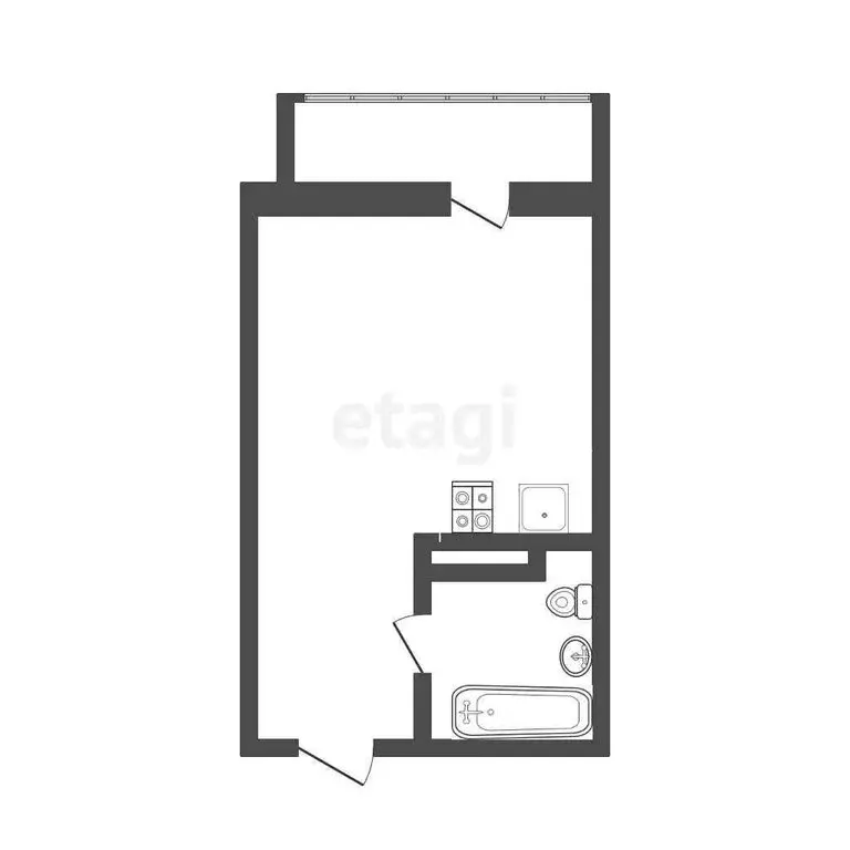 Квартира-студия: деревня Патрушева, улица Александра Пушкина, 16 (25.3 ... - Фото 1