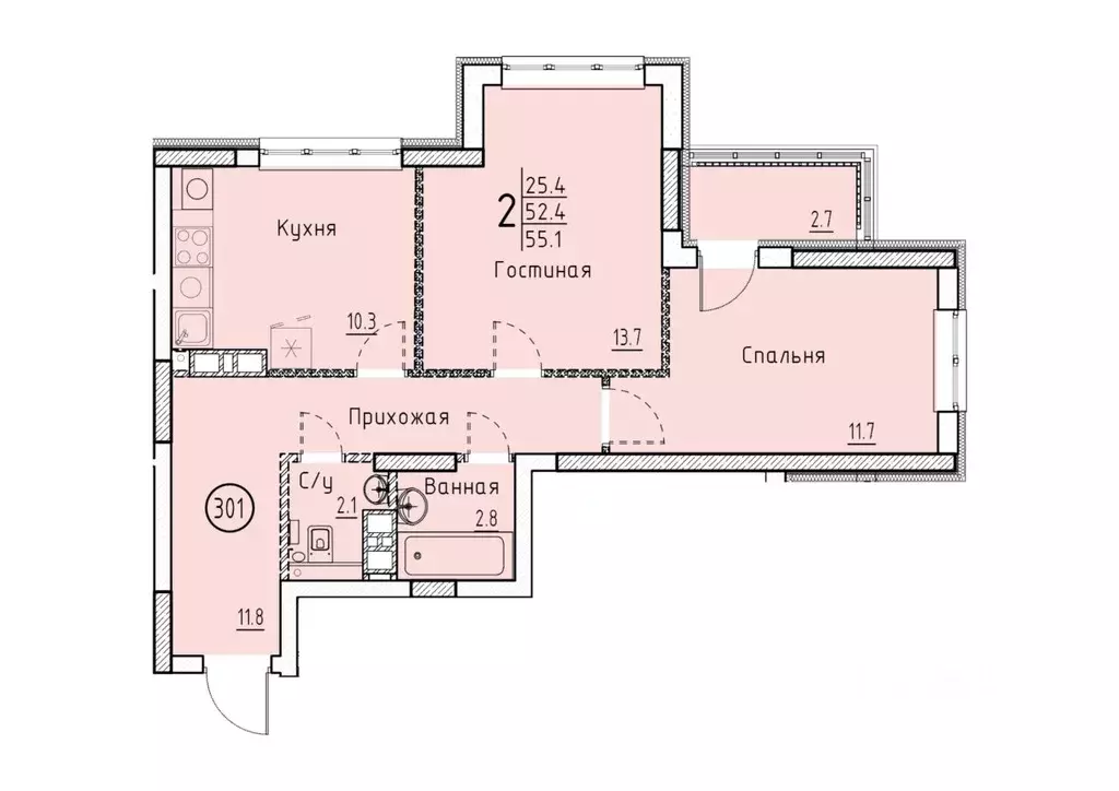 2-к кв. Саратовская область, Энгельс Энгельс-9 мкр,  (55.1 м) - Фото 0