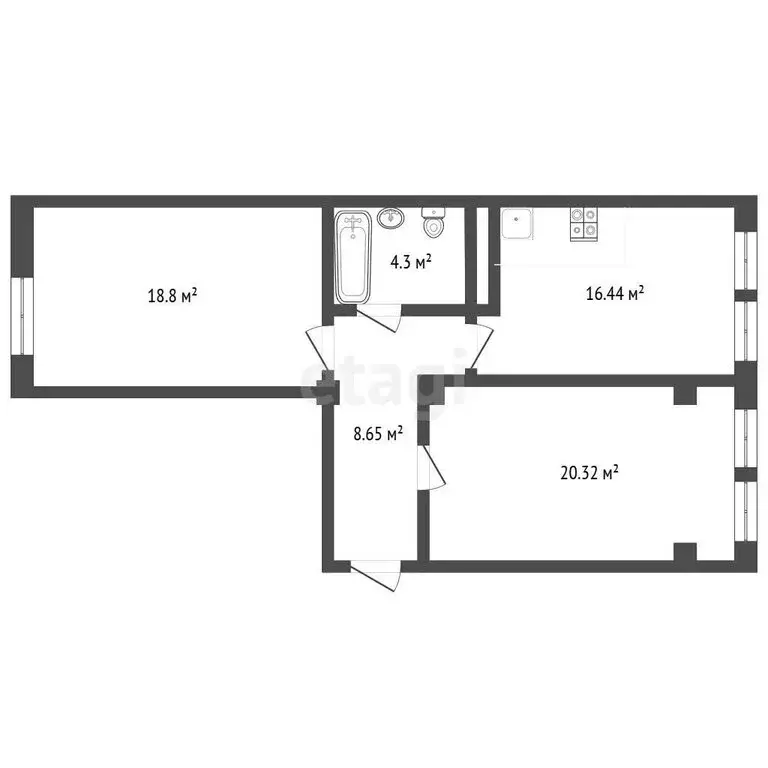2-комнатная квартира: Нальчик, Кабардинская улица, 234/3 (65.1 м) - Фото 1