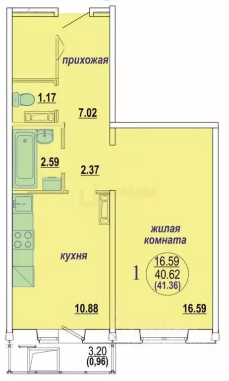 1-к кв. Новосибирская область, Новосибирск ул. В. Высоцкого, 141/7 ... - Фото 0