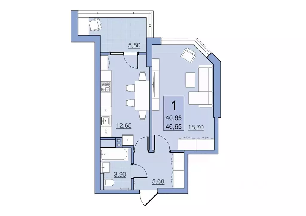 1-к кв. Саратовская область, Балаково Комсомольская ул., 65 (40.85 м) - Фото 0
