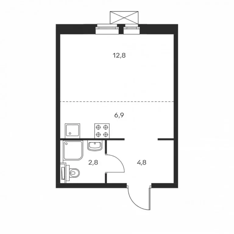 Студия Тюменская область, Тюмень ул. Газопромысловая, 1к2 (27.0 м) - Фото 1