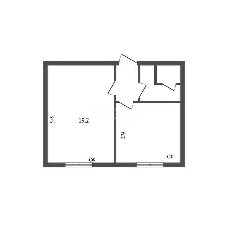 1к в -комнатной квартире (19.2 м) - Фото 1