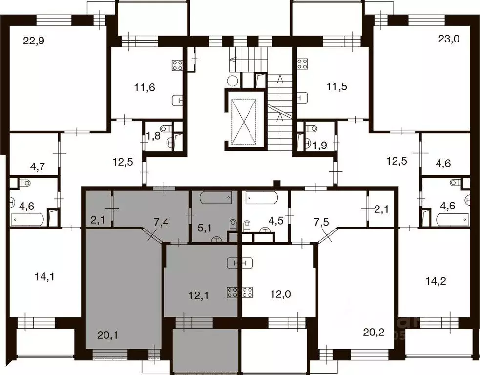 Квартира, 1 комната, 46.8 м - Фото 1