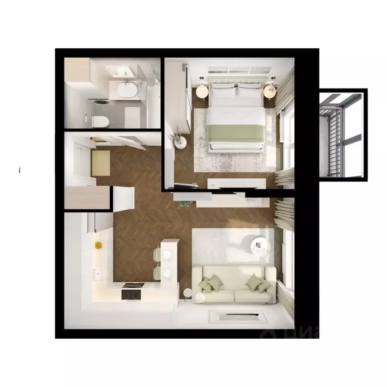 1-к кв. Татарстан, Казань ул. Анаса Тазетдинова, 1к9 (42.3 м) - Фото 2