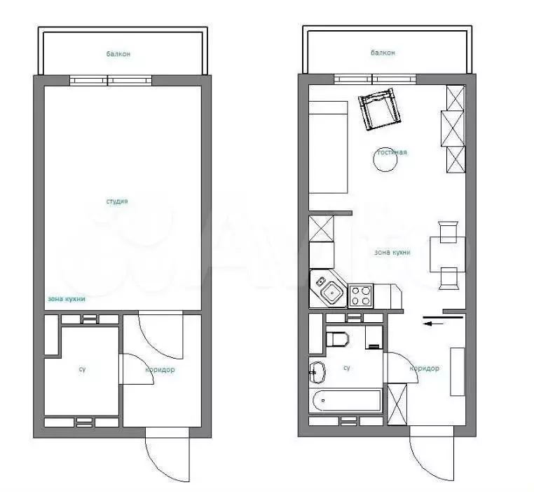 Квартира-студия, 27 м, 4/6 эт. - Фото 0