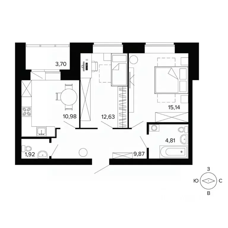 2-к кв. Свердловская область, Березовский ул. Победы, 5А (59.4 м) - Фото 1