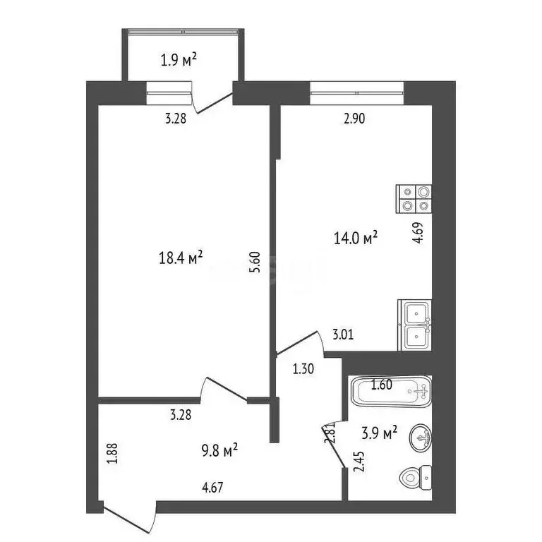 Квартира-студия: Якутск, улица Александра Захарченко, 13 (46.1 м) - Фото 1