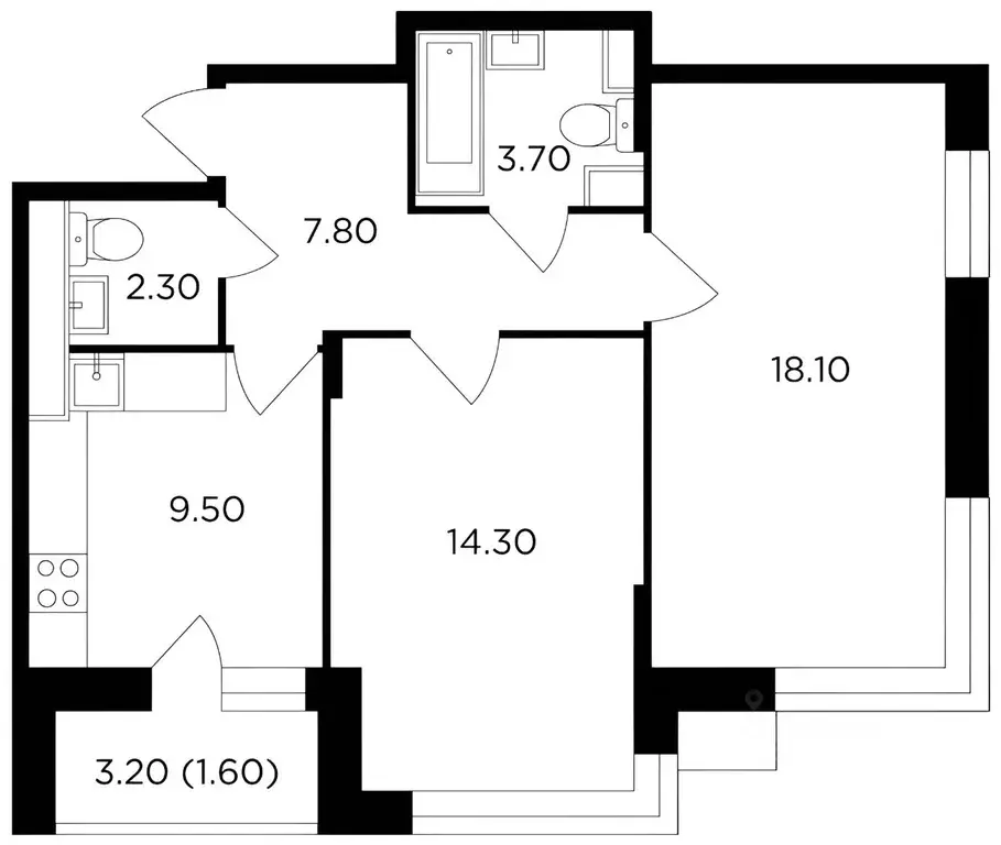 2-к кв. Московская область, Мытищи просп. Астрахова, 5Ак4 (58.9 м) - Фото 2