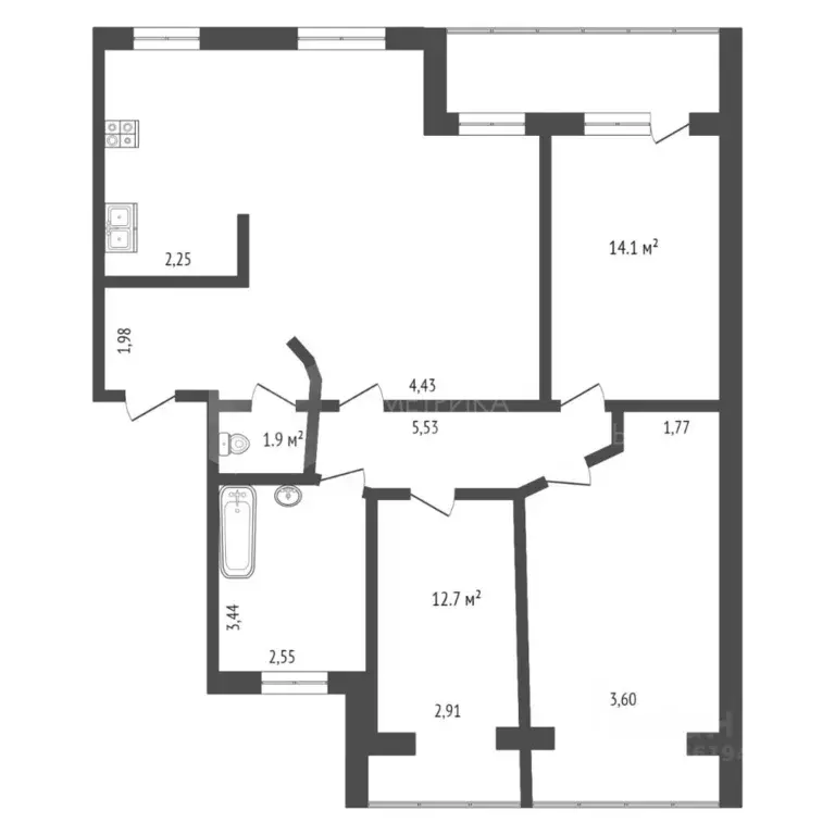3-к кв. Тюменская область, Тюмень Военная ул., 11 (118.0 м) - Фото 2