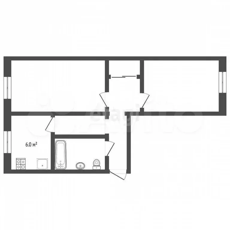 2-к. квартира, 43,1 м, 3/5 эт. - Фото 0