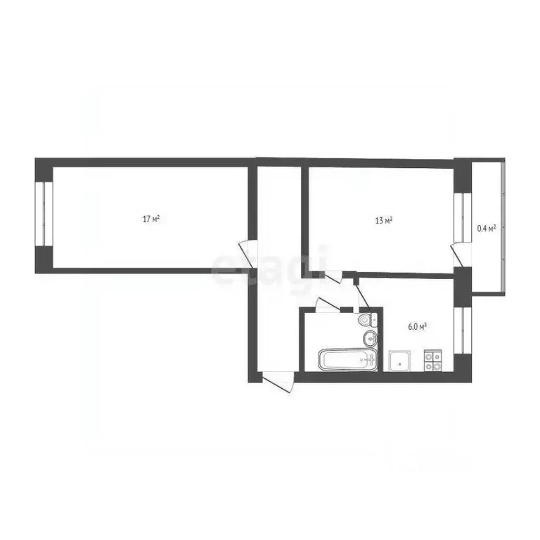 2-к кв. Псковская область, Псков ул. Труда, 22 (43.5 м) - Фото 2