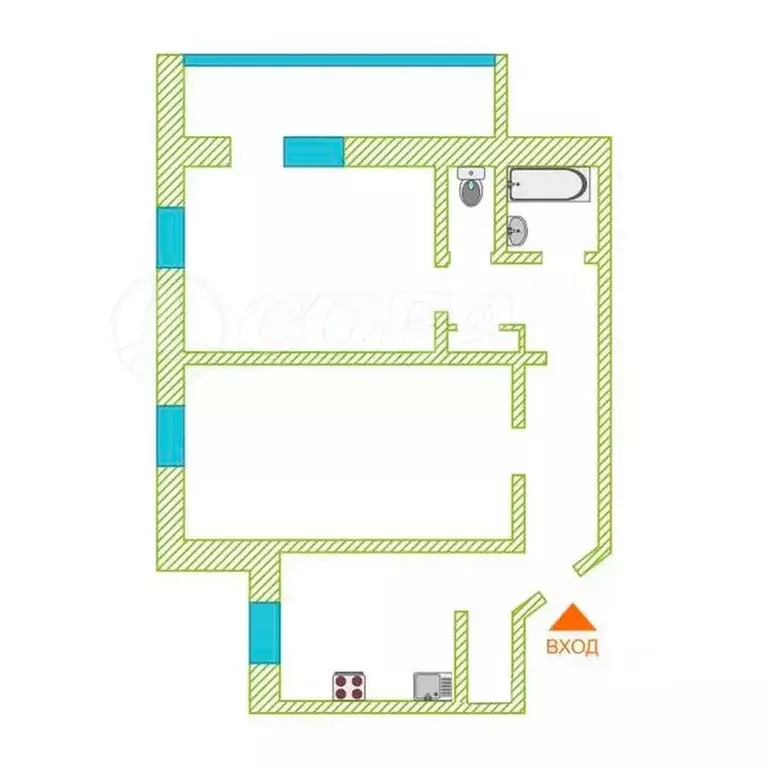 2-к кв. Тюменская область, Тюмень ул. Газовиков, 25 (53.0 м) - Фото 2