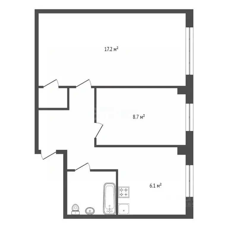 2-к кв. Красноярский край, Красноярск Тихий пер., 5 (41.8 м) - Фото 2