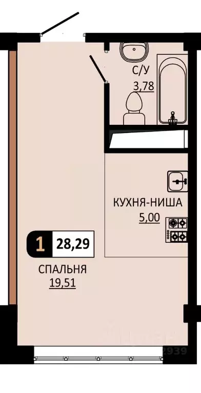 Студия Ставропольский край, Пятигорск  (28.29 м) - Фото 1