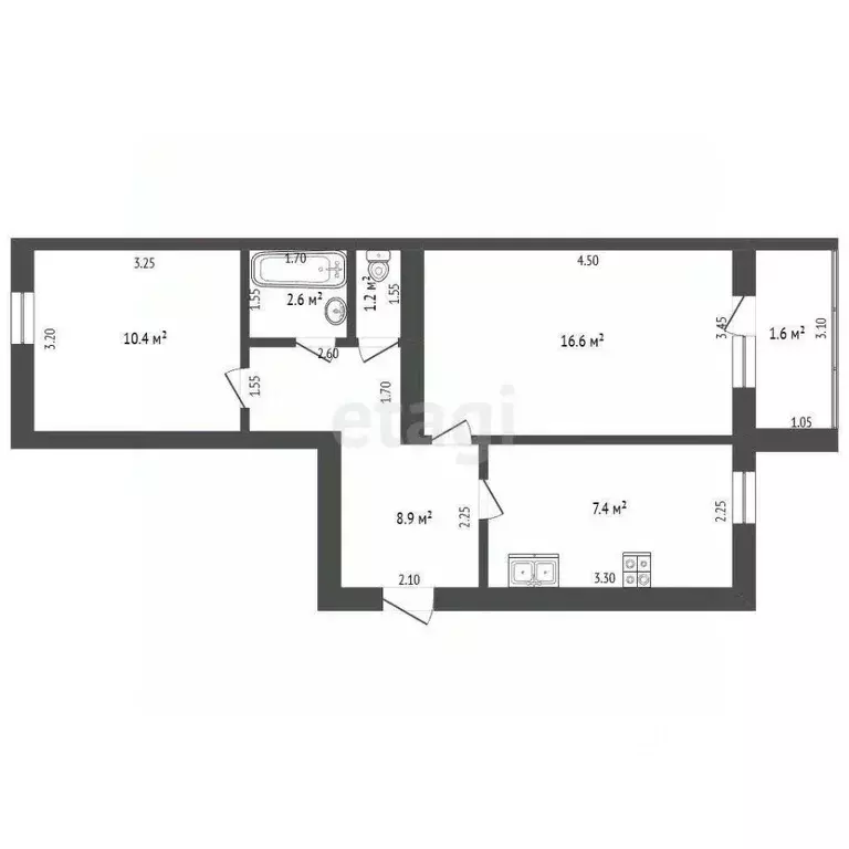 2-к кв. Воронежская область, Поворино Школьный пер., 17 (48.7 м) - Фото 2