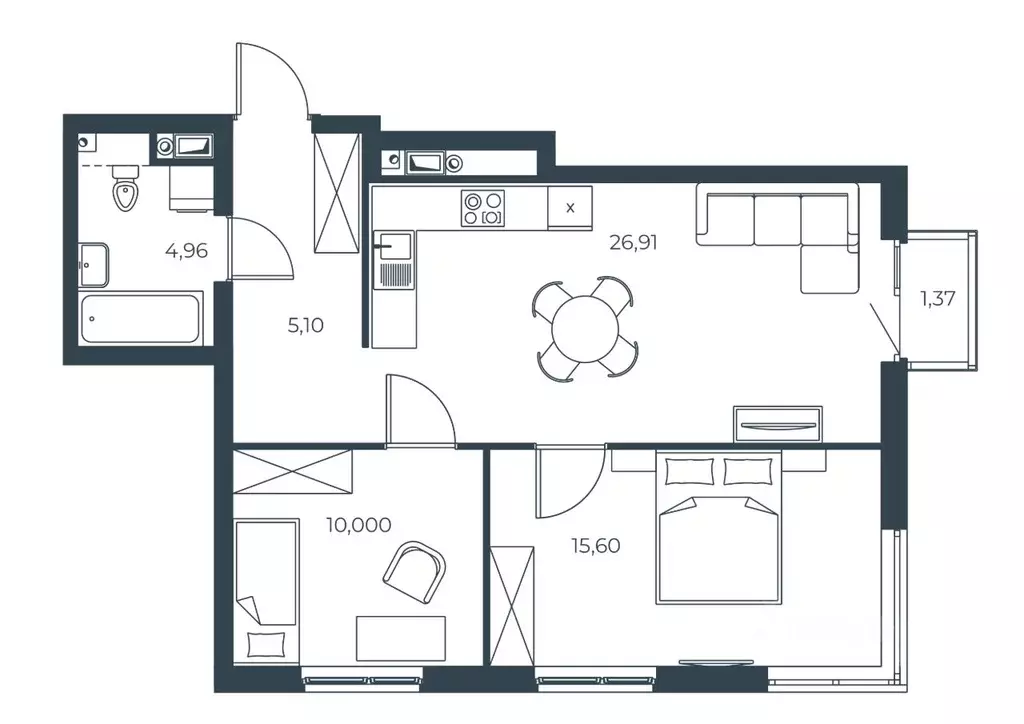 2-к кв. Астраханская область, Астрахань Бакинская ул., 65 (63.78 м) - Фото 1