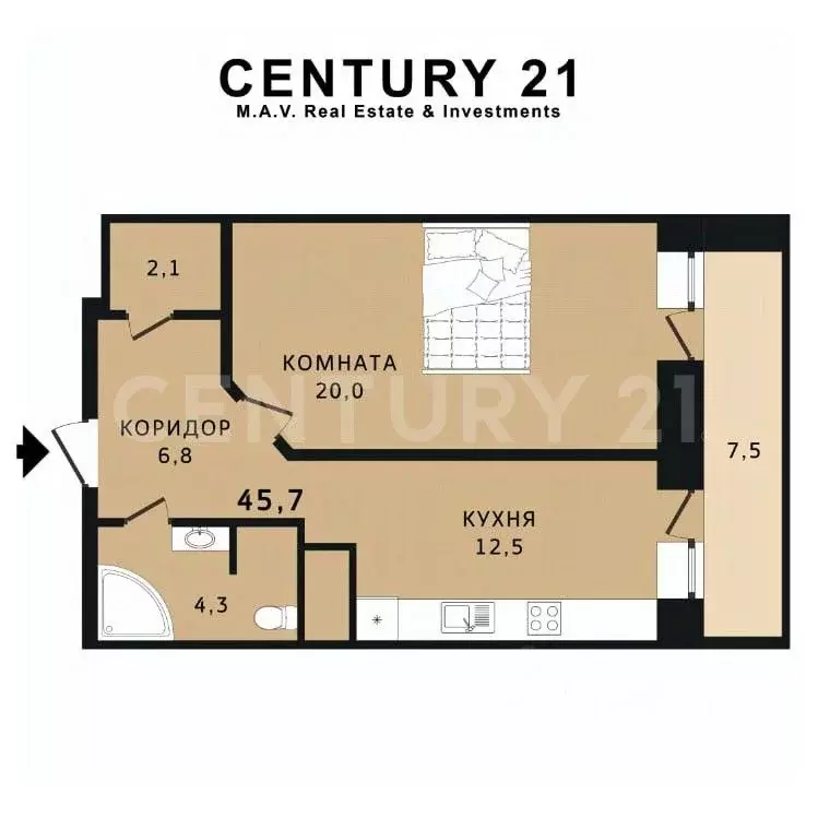 1-к кв. Санкт-Петербург Новоколомяжский просп., 11 (45.7 м) - Фото 2