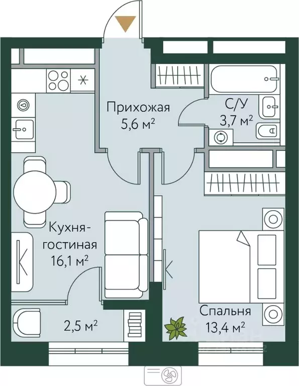 1-к кв. Волгоградская область, Волгоград Новосибирская ул., 74с1 (41.3 ... - Фото 0
