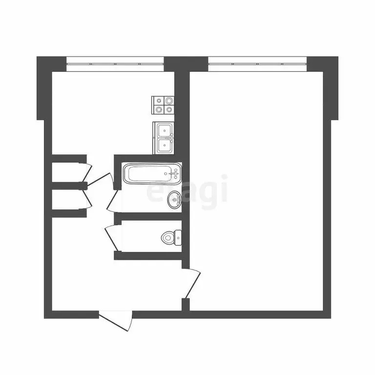 1-комнатная квартира: Луховка, Заводская улица, 7 (33 м) - Фото 1