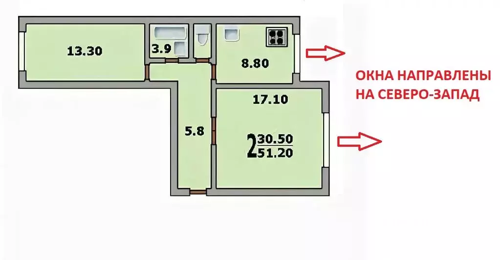 2-к кв. Москва ул. Академика Глушко, 14К2 (51.2 м) - Фото 2