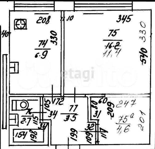 1-к. квартира, 29,1 м, 3/5 эт. - Фото 0