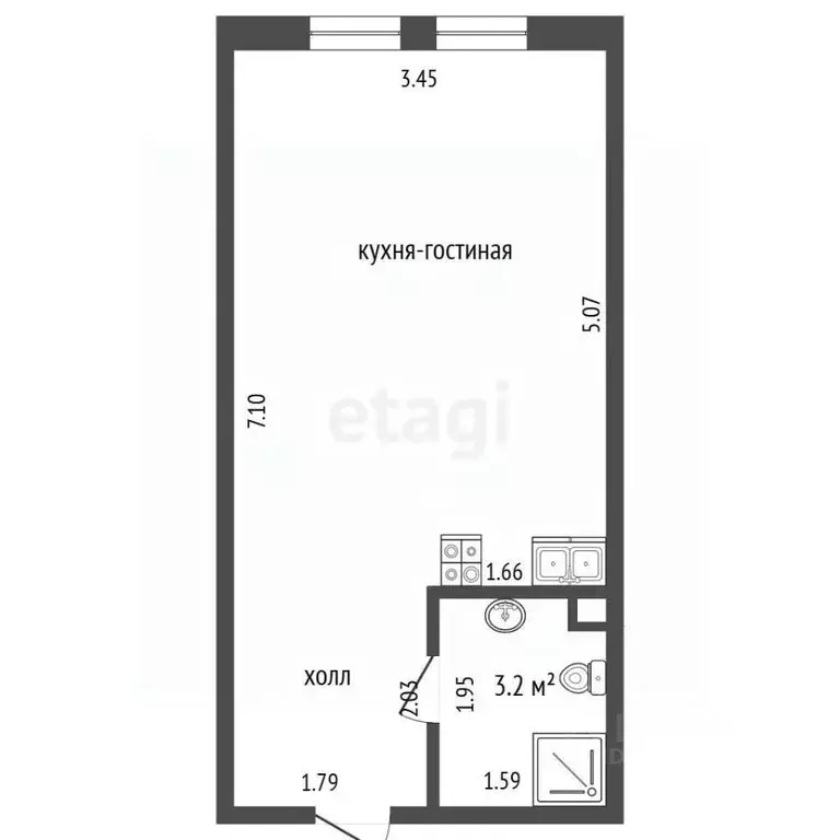 Студия Москва Газгольдерная ул., 10 (24.0 м) - Фото 2