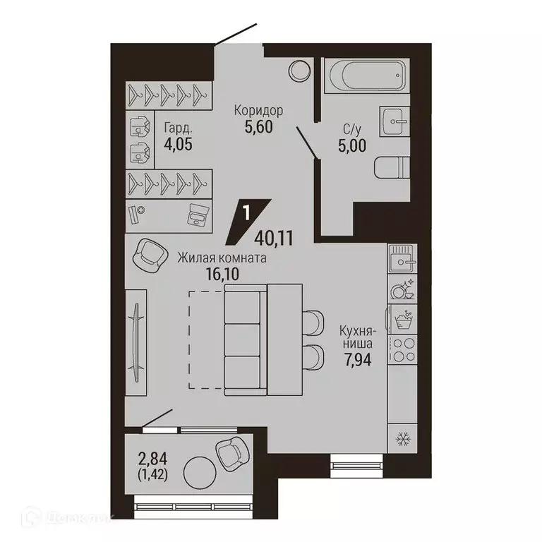 Продаётся 1-к квартира, 40.1 м - Фото 0