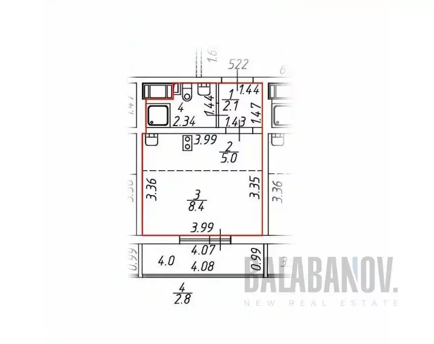 Студия Санкт-Петербург ул. Пахомовская, 26 (19.0 м) - Фото 1