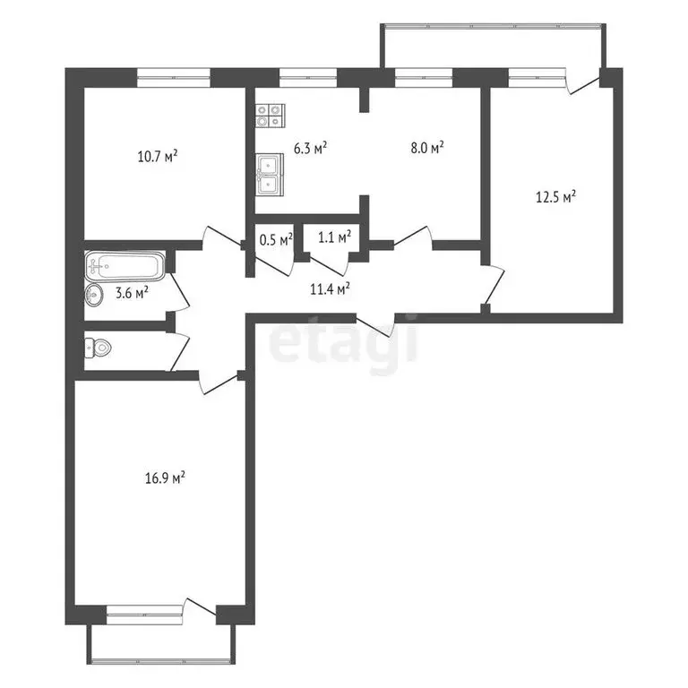 3-комнатная квартира: Юрюзань, улица Ильи Тараканова, 29 (71 м) - Фото 1