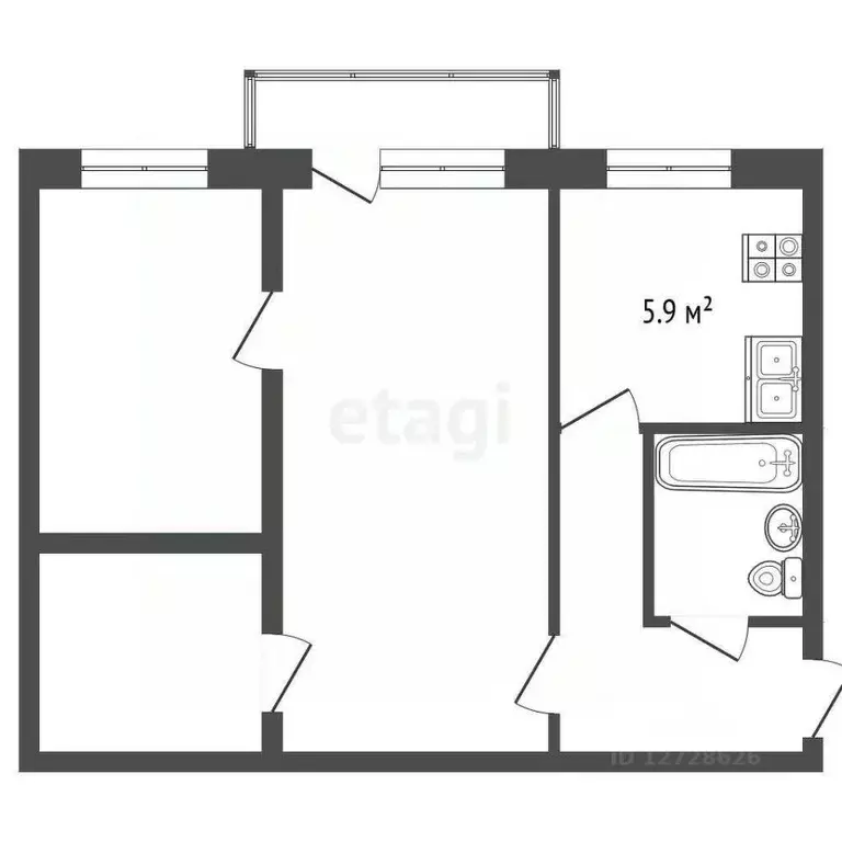 2-к кв. Калужская область, Калуга Привокзальная ул., 8 (42.5 м) - Фото 2